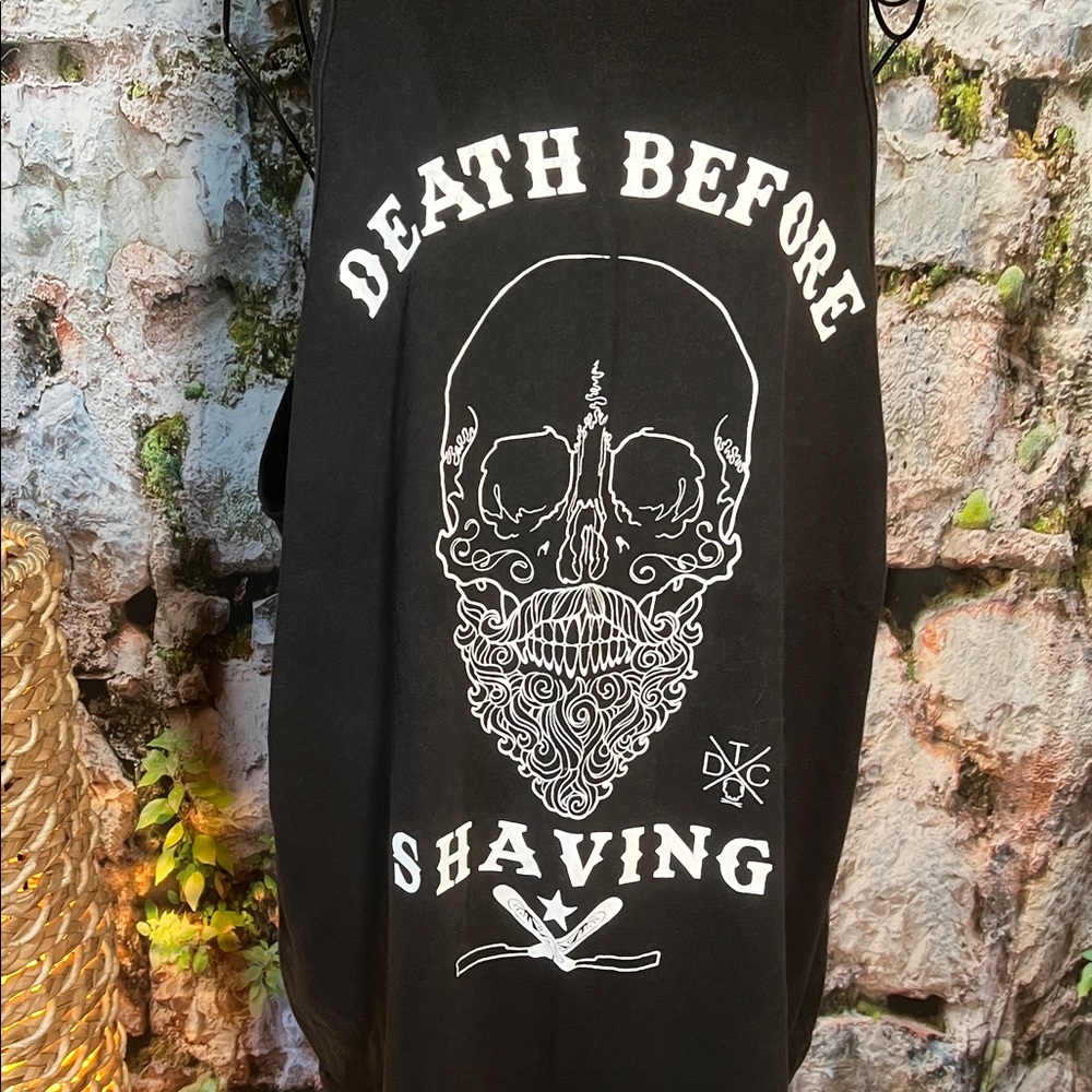 🎽 The Drive Clothing “Death before Shaving” Graphic Tank — Black — Sz XXL / Q